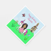 ユニコーンとフェアリーパーソナライズされたの誕生日パーティー スタンダードランチョンナプキン (角)