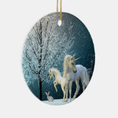 ユニコーンとフォール冬のシーンスノーホリデー セラミックオーナメント (右)
