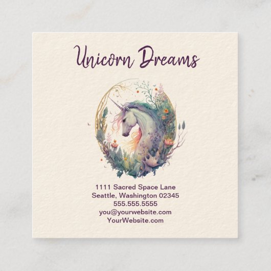 ユニコーンとフラワーズスクエア名刺 スクエア名刺 (裏面)