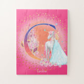 ユニコーンとプリンセスと城文字Cモノグラム ジグソーパズル (縦)