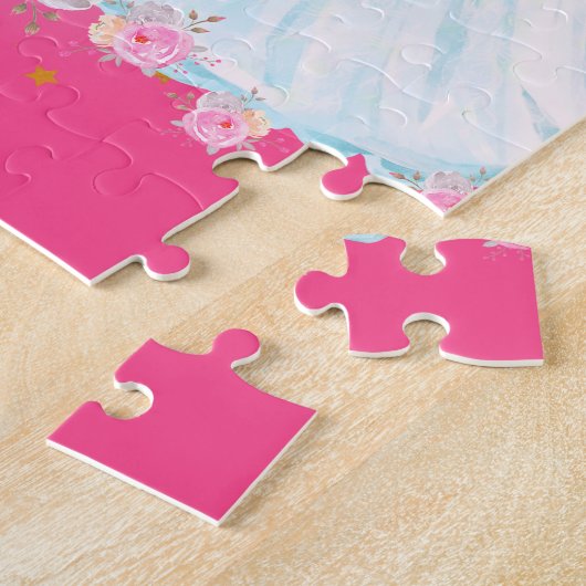 ユニコーンとプリンセスと城文字Eモノグラム ジグソーパズル (側面)