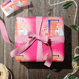 ユニコーンとプリンセスと城文字Eモノグラム ラッピングペーパー