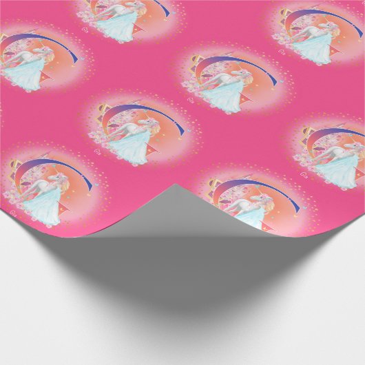 ユニコーンとプリンセスと城文字Gモノグラム ラッピングペーパー (角)