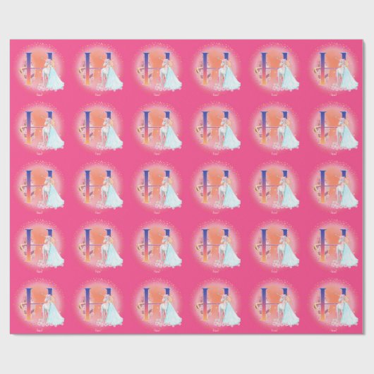 ユニコーンとプリンセスと城文字Hモノグラム ラッピングペーパー (フラット)