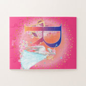 ユニコーンとプリンセスと城文字Rモノグラム ジグソーパズル (横)