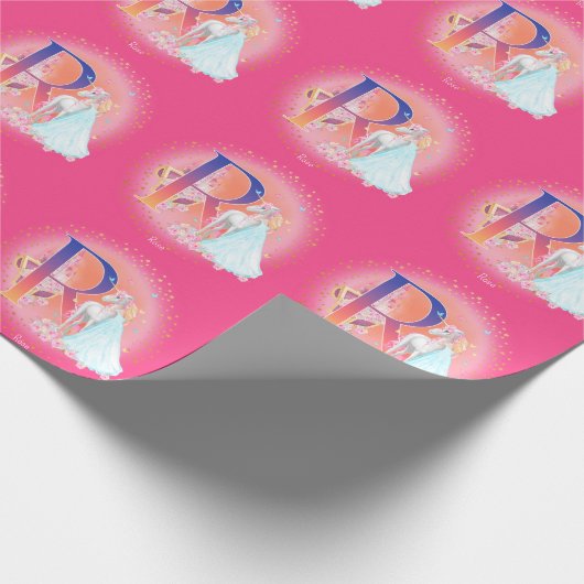 ユニコーンとプリンセスと城文字Rモノグラム ラッピングペーパー (角)