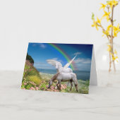 ユニコーンとペガサスの誕生日カード カード (黄色い花)