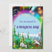 ユニコーンとペガサスの誕生日パーティーの招待状 招待状 (正面)