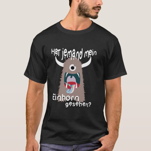 ユニコーンとユーモラスな言葉遊びのモンスターの楽しいデザイン Tシャツ (正面)