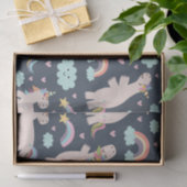 ユニコーンとレインボーズブルーピンクの女の子パターンキッド 薄葉紙 (ギフト)