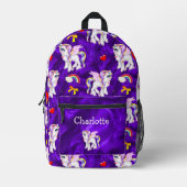 ユニコーンとレインボーズマジカルパープル プリントバックパック (正面)