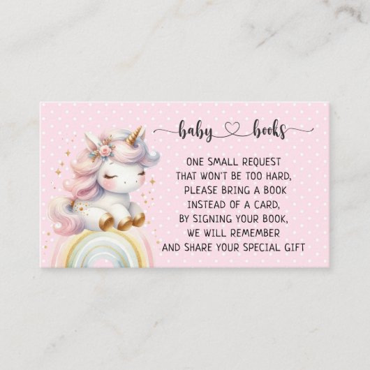 ユニコーンとレインボーベビーシャワーI誕生日 エンクロージャーカード (正面)