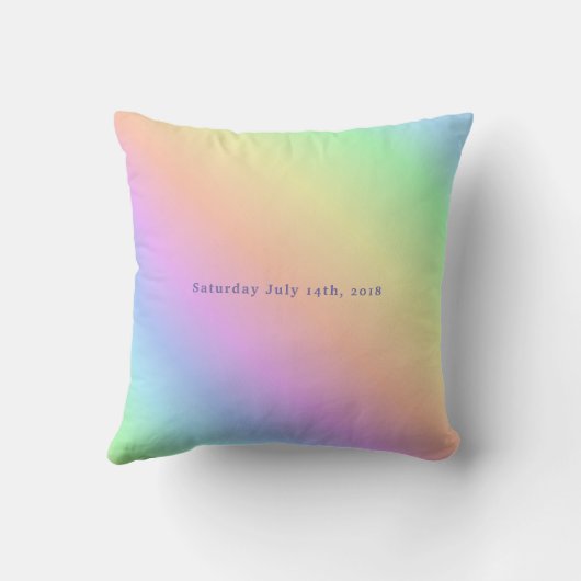 ユニコーンとレインボー誕生日枕の名前 クッション (裏面)