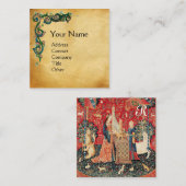 ユニコーンとレディ遊のオルガン，フローラの羊皮紙 スクエア名刺 (正面/裏面)