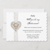 ユニコーンとレースのウェディングブライズメイドカード 招待状 (正面)