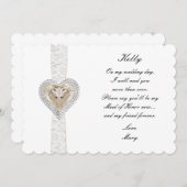 ユニコーンとレースのウェディングメイドオブオナーカード 招待状 (正面/裏面)
