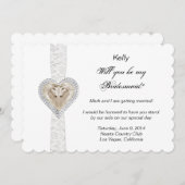 ユニコーンとレースのウェディング ブライズメイド カード (正面/裏面)