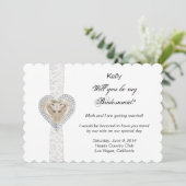 ユニコーンとレースのウェディング ブライズメイド カード (スタンド正面)