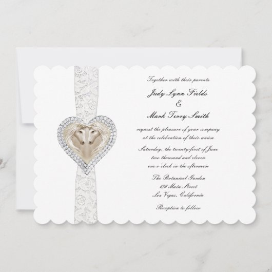 ユニコーンとレースの結婚式招待状 招待状 (正面)