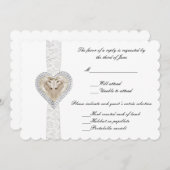 ユニコーンとレースの結婚式返信カード 招待状 (正面/裏面)