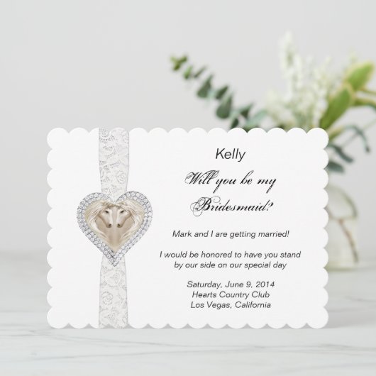 ユニコーンとレース結婚のブライドメイドのカード 招待状 (スタンド正面)