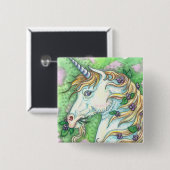 ユニコーンとヴィオレット、ファンタジー馬ボタンピン 缶バッジ (正面&裏面)