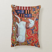 ユニコーンと中世ファンタジーの花，フローラモチーフ アクセントクッション (裏面(縦))