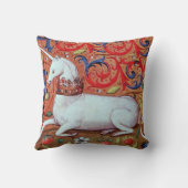 ユニコーンと中世ファンタジーの花，フローラモチーフ クッション (裏面)