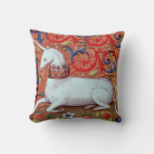 ユニコーンと中世ファンタジーの花，フローラモチーフ クッション (正面)