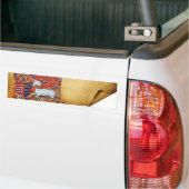 ユニコーンと中世ファンタジーの花,フローラモチーフ バンパーステッカー (トラック上)