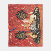 ユニコーンと中世ファンタジーの花,フローラモチーフ フリースブランケット (正面)