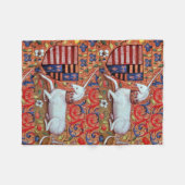 ユニコーンと中世ファンタジーの花,フローラモチーフ フリースブランケット (正面(横))