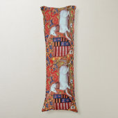 ユニコーンと中世ファンタジーの花，フローラモチーフ ボディピロー (正面縦)