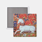 ユニコーンと中世ファンタジーの花,フローラモチーフ マグネット (正面/裏面)