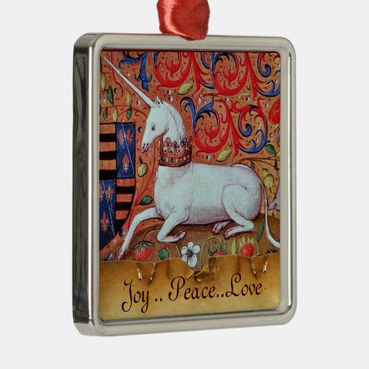 ユニコーンと中世ファンタジーの花,フローラモチーフ メタルオーナメント (右)