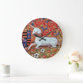 ユニコーンと中世ファンタジーの花,フローラモチーフ ラージ壁時計 (ホーム)