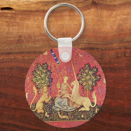 ユニコーンと処女中世タペストリーのイメージ キーホルダー (正面)