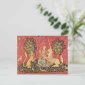 ユニコーンと処女中世タペストリーのイメージ ポストカード (スタンド正面)