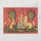ユニコーンと処女中世タペストリーのイメージ ポストカード (正面)