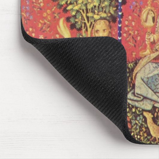 ユニコーンと処女中世タペストリーのイメージ マウスパッド (コーナー)