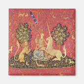 ユニコーンと処女中世タペストリーのイメージ マグネット (正面)