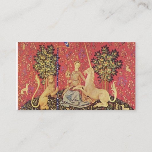 ユニコーンと処女中世タペストリーのイメージ 名刺 (正面)