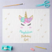 ユニコーンと名前の誕生日パーティーガール 薄葉紙 (クラフト)
