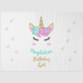 ユニコーンと名前の誕生日パーティーガール 薄葉紙 (正面)