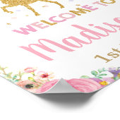 ユニコーンと妖精の誕生日パーティー歓迎サイン ポスター (角)