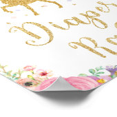 ユニコーンと妖精の赤ちゃんシャワーおむつラッフルサイン ポスター (角)