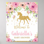 ユニコーンと妖精の赤ちゃんシャワー歓迎サインガール ポスター (正面)