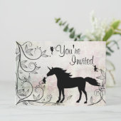 ユニコーンと妖精の魔法の誕生日招待状 招待状 (スタンド正面)