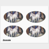 ユニコーンと妖精フォレストアートカスタムデカールシール 楕円形シール (シート)