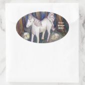 ユニコーンと妖精フォレストアートカスタムデカールシール 楕円形シール (バッグ)